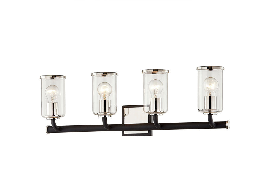 Hudson Valley Lighting AEON 4-Light Vanity in Textured Black and Polished Nickel