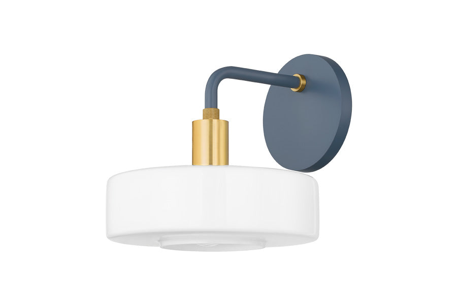 Hudson Valley Lighting ASTON 1-Light Wall Sconce in Aged Brass/Slate Blue