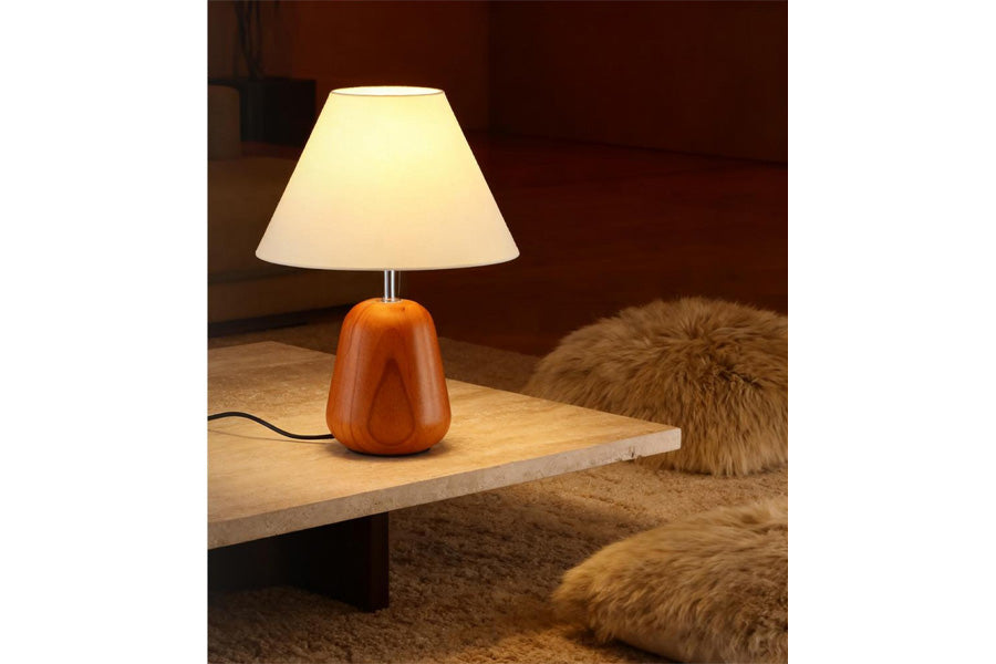 Lux Lighting Bell Wooden Table Lamp