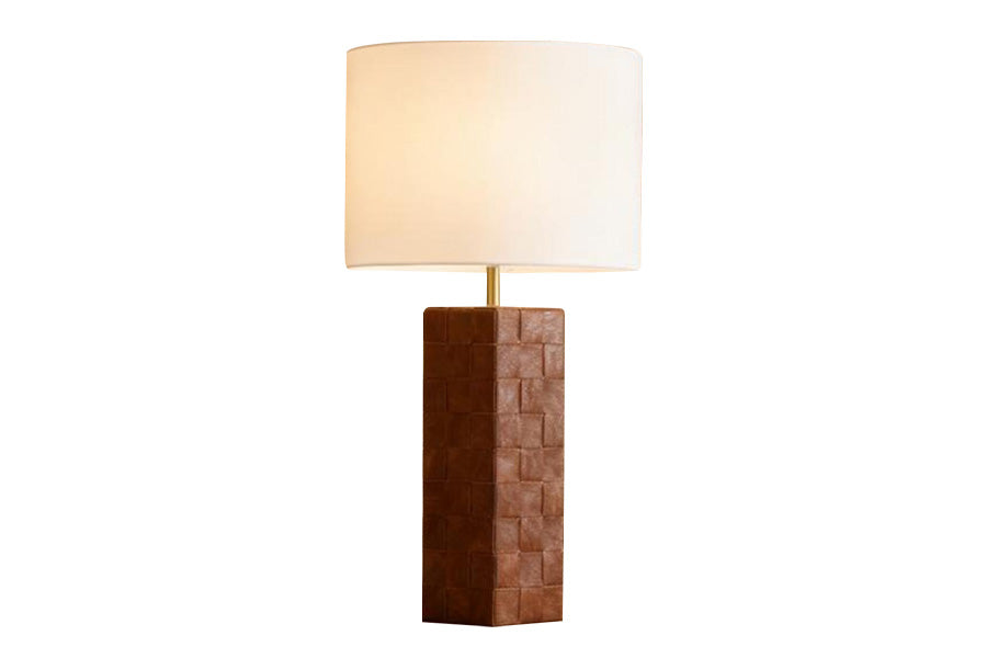 Lux Lighting Pillar Wooden Table Lamp