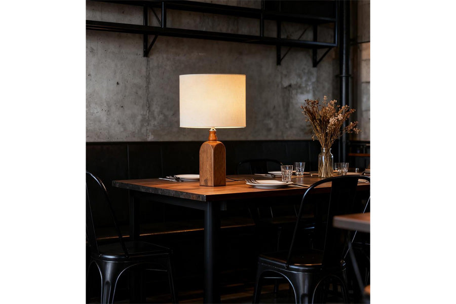 Lux Lighting Bar Wooden Table Lamp
