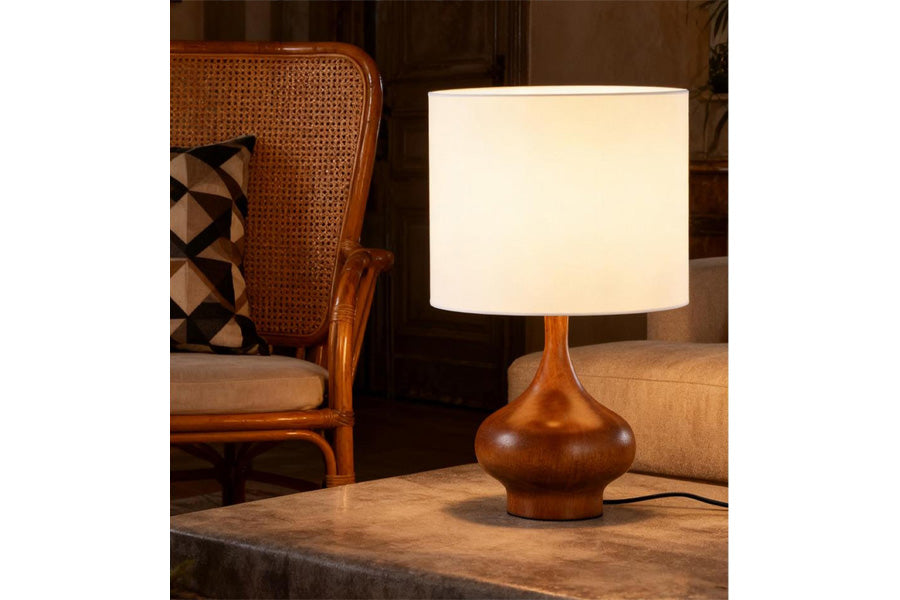 Lux Lighting Sphere Wooden Table Lamp
