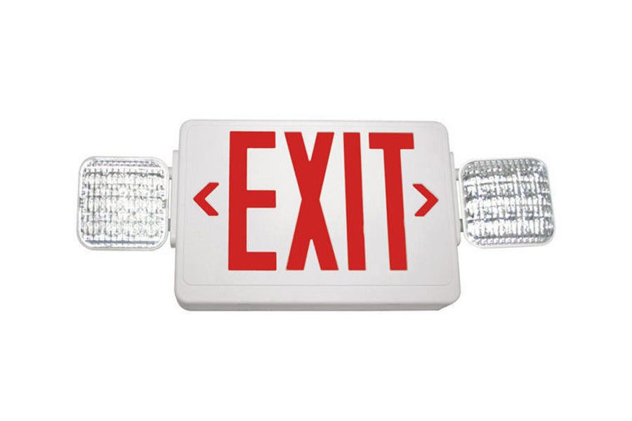 LUX Commercial Red or Green LED Exit Emergency Light Fixture with Battery Backup, Battery Included